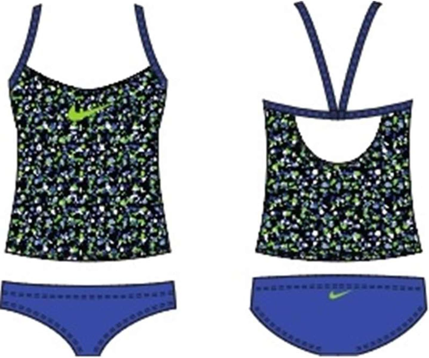 Nike Kids Girl's Pixel Party V-Back Tankini (Big Kids) Lyon Blue Swimsuit Set 8 (Big Kids)