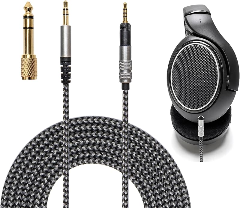 HD560s Cable Compatible with Sennheiser HD598 HD598SE HD598SR HD598CS HD599 HD558 HD518 HD579 HD569 HD559 HD560S Headphone Length 2m 6.5FT Soft Nylon Lightweight Includes 1/4" 6.35mm Adapter