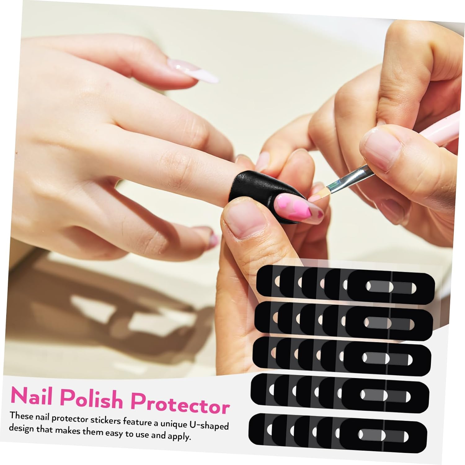 100 Sheets Nail Protector Stickers for Gel Polish Non Slip Shaped Design Safe Nail Protectors for Fingers Home Use Easy to Apply and Comfortable