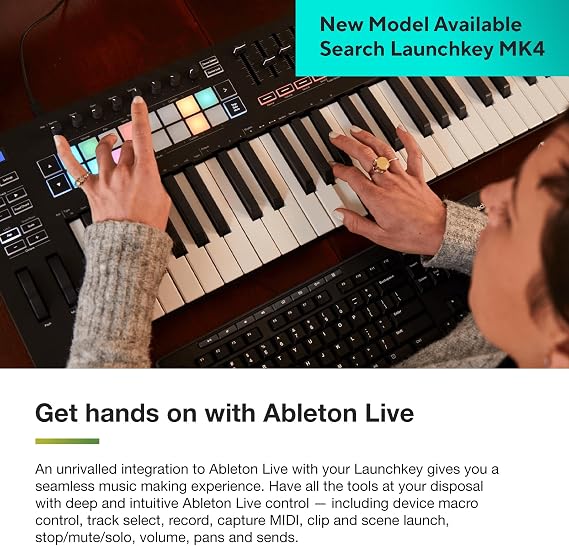Novation Launchkey 37 [MK3] MIDI Keyboard Controller - Seamless Ableton Live Integration. Chord Mode, Scale Mode, and Arpeggiator All the software you need for Music Production