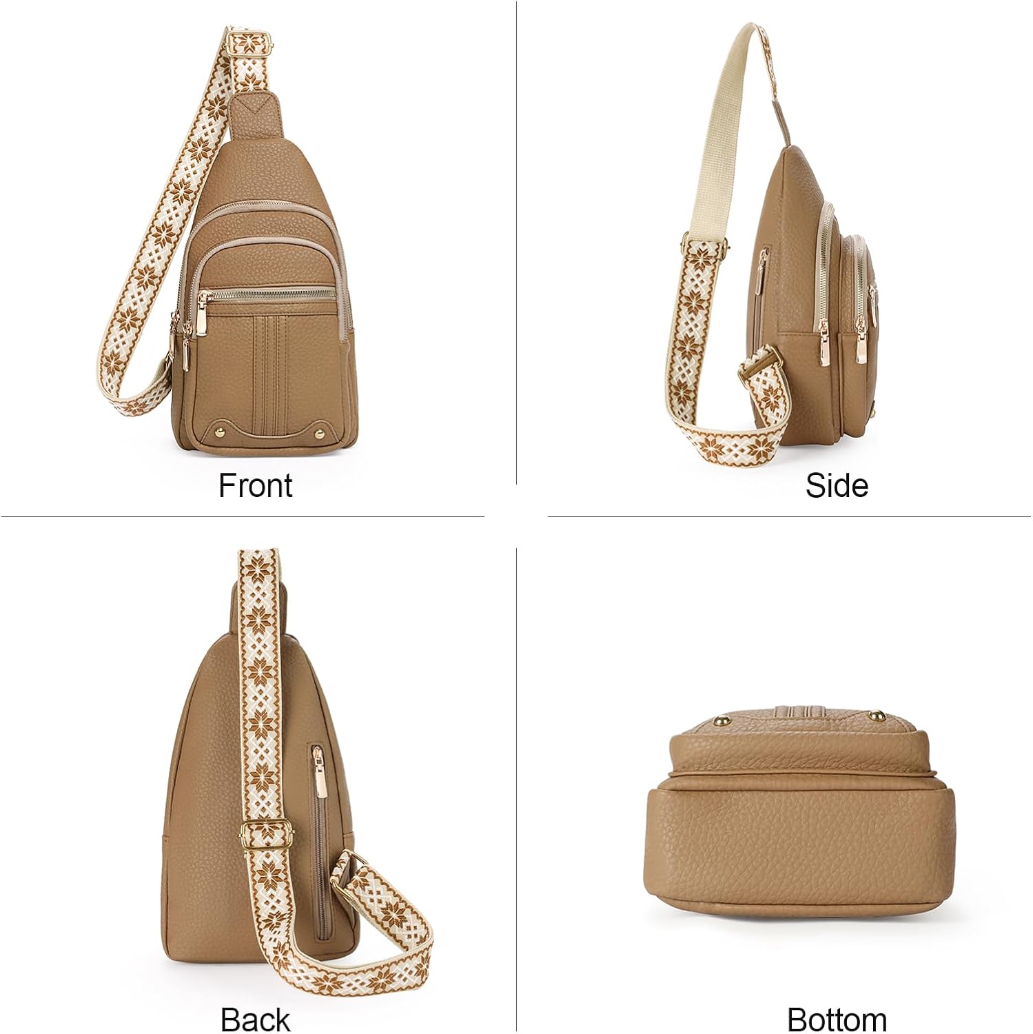 GAEKEAO Sling Bag for Women Crossbody Bags Fanny Pack Vegan Leather Chest Bag Travel Shoulder Belt Purse Backpack Gifts - Image 6