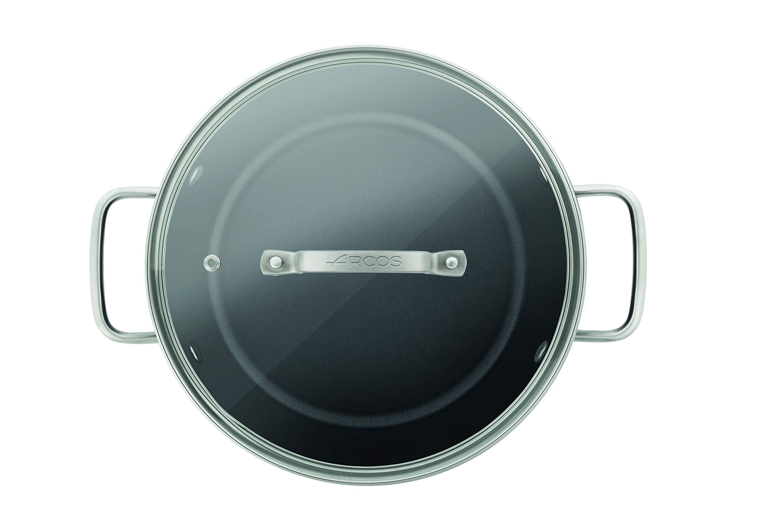 Arcos Serie Samoa | Cacerola Antiadherente 24 cm y 4,3 L | Aluminio Forjado | Apta cualquier cocina | Asas Acero Inoxidable Efecto Frio | Sistema ahorro energético | Apta lavavajillas | Color Negro
