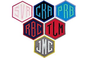 Monogram Patch Iron On Hexagon Initials Patch Customize Initial Letters