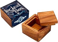 Vista 1 de BSIRI Caja con cerradura - Caja secreta para rompecabezas de madera con compartimentos ocultos. Joyería misteriosa ideal, cerradura de rompecabezas