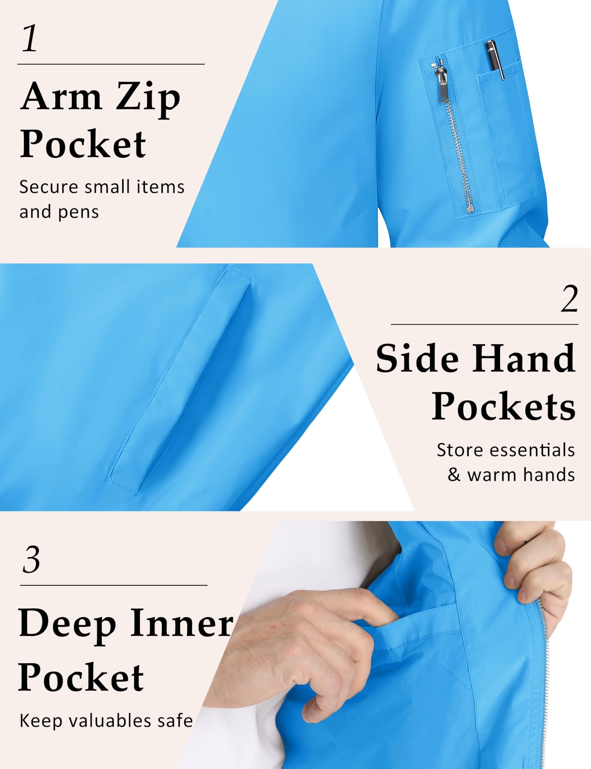 MAGCOMSEN Men's Jacket Lightweight Windbreaker Bomber Jacket Windproof Casual Jacket Zip Up Coats Outwear with 5 Pockets