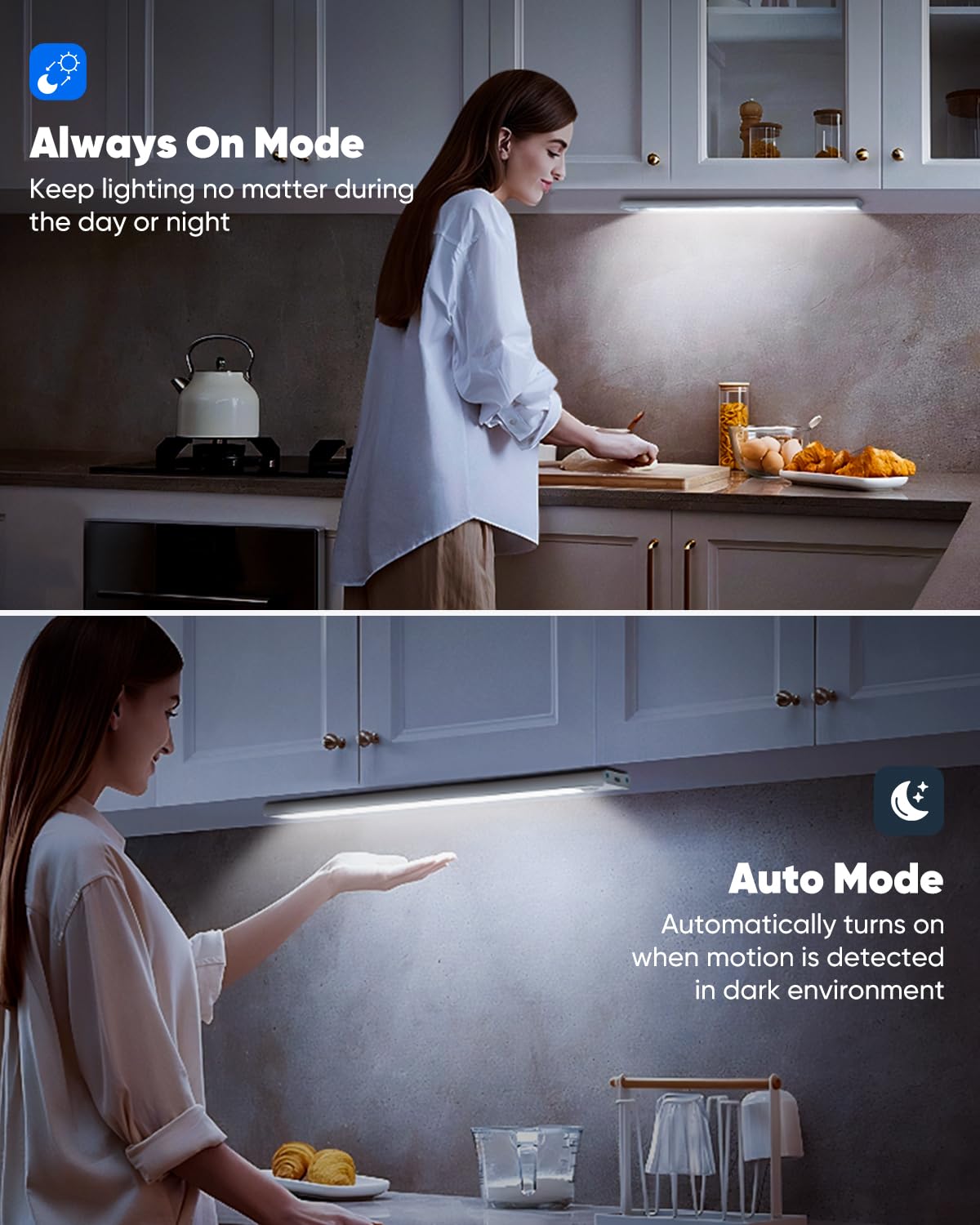 Confezione da 5 luci per armadietti, ricaricabili 2500 mAh, luci a LED wireless con sensore di movimento per interni e armadi