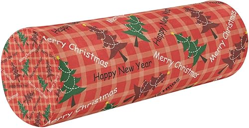 JUNZAN Christmas Tree Yoga Meditation Bolster Pillow Memory Foam Neck Roll Pillow for Sleeping Round Pillow Forms for Bed Support Pillow Pillow