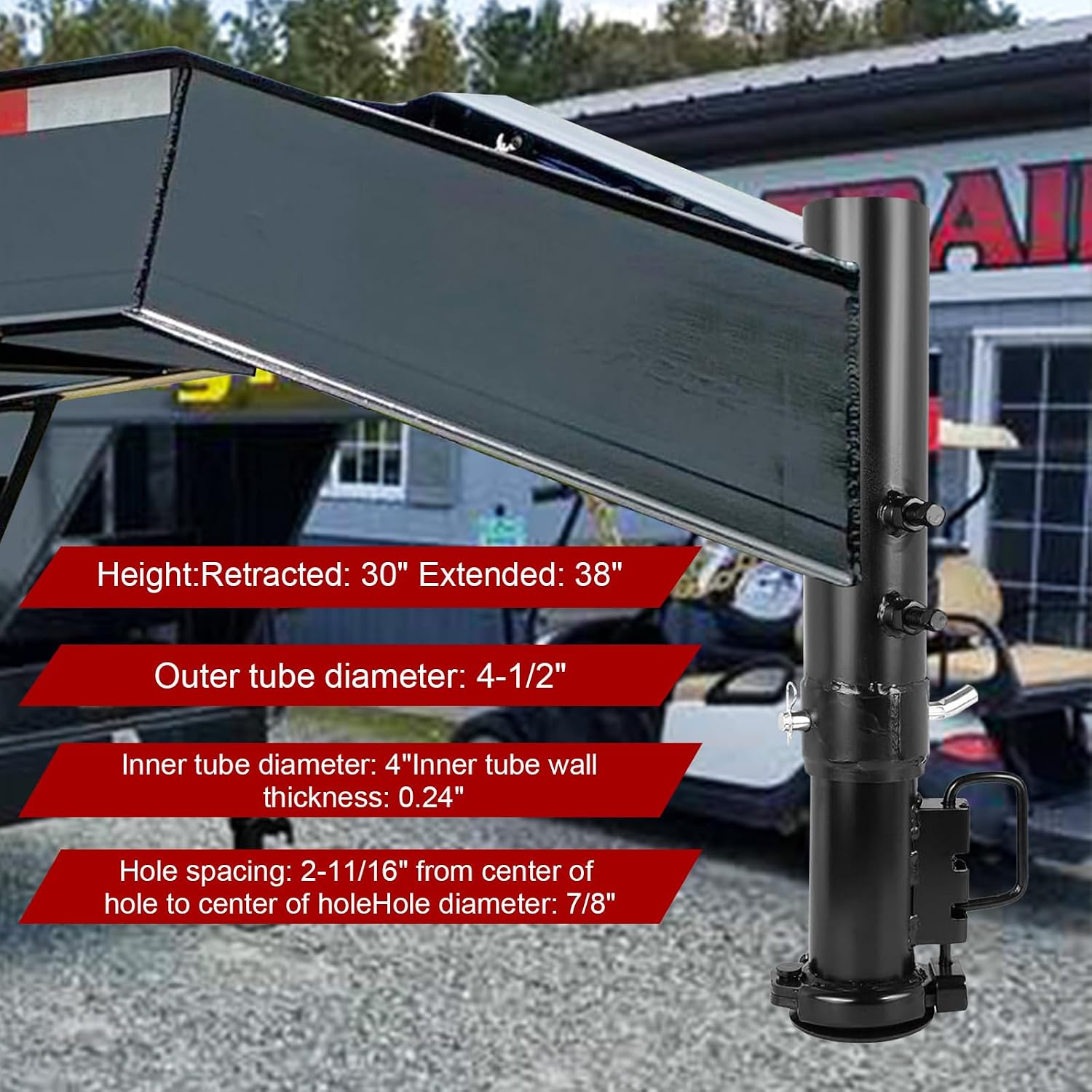 Heavy Duty Adjustable Round Gooseneck Trailer Coupler, 2-5/16" Ball, 30,000 LBS Capacity, 8" Height Range with Load Pin