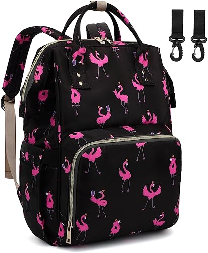 Miniatura 13 de Mochila para pañales para bebé, mochila de gran capacidad, impermeable, para maternidad, viajes, con correas para cochecito, Rosa a cuadros., Rosa a