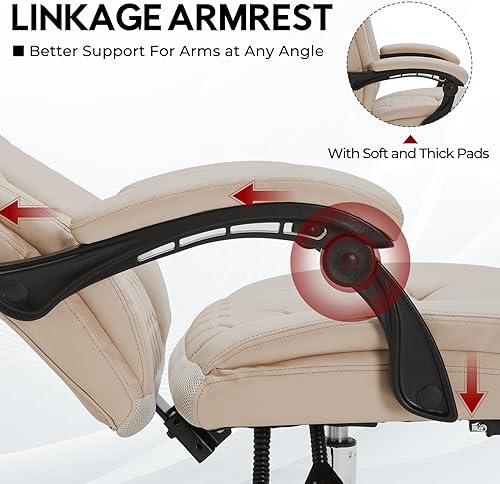 Miniatura 7 de Silla de oficina ejecutiva reclinable de 400 libras con reposapiés, silla de oficina ergonómica grande y alta, sillas de escritorio de oficina en
