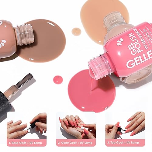 Miniatura 6 de Gellen Juego de esmaltes de uñas de gel color nude, juego de esmaltes de uñas de gel de 6 colores pastel, kit de esmalte de gel de gel para manicura