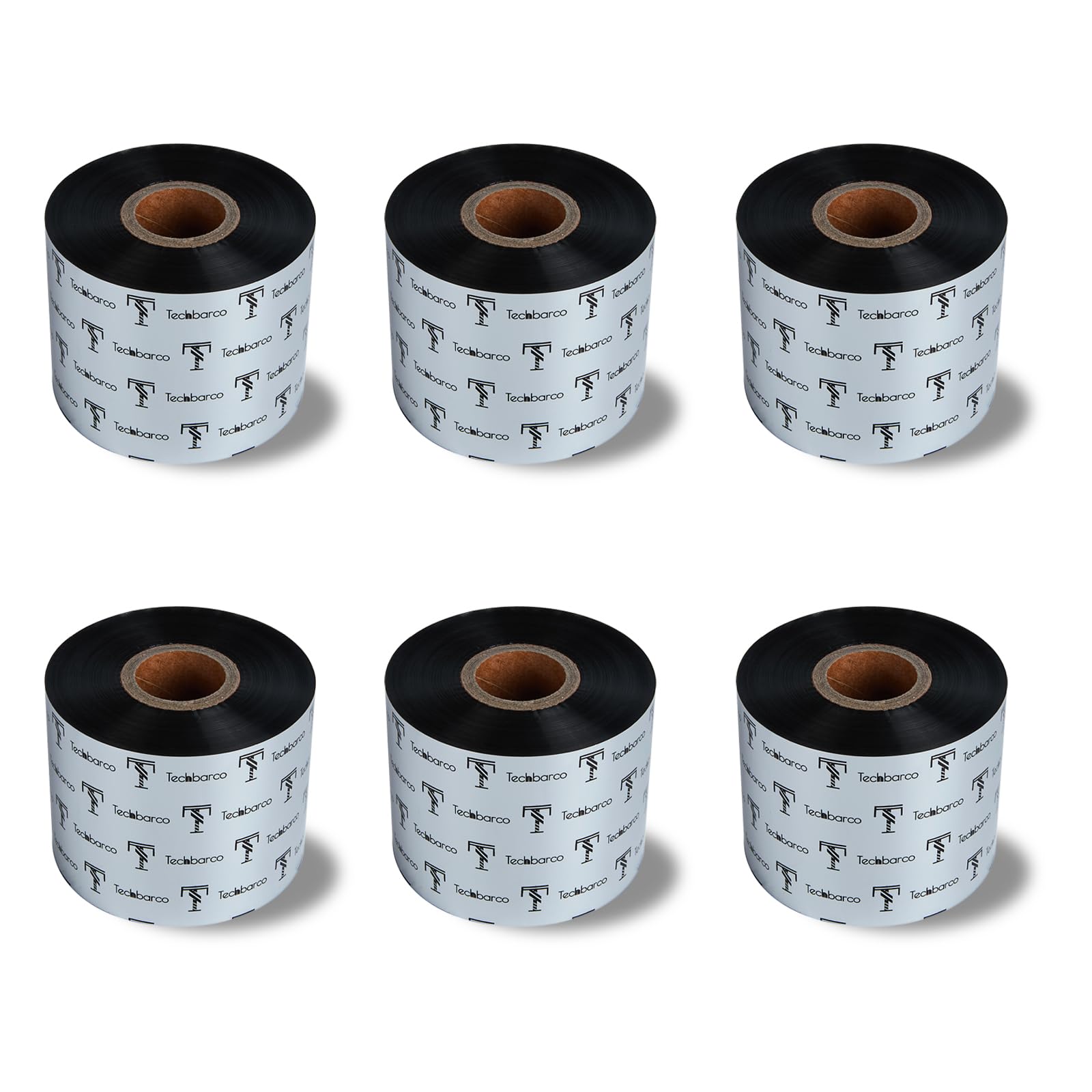 6 Rolls 2.36" x 1476'(60mmx450m) Enhanced Wax Thermal Transfer Ribbon, Core 1", Black, Ink Outside, Barcode Ribbon Compatible with Zebra Printer