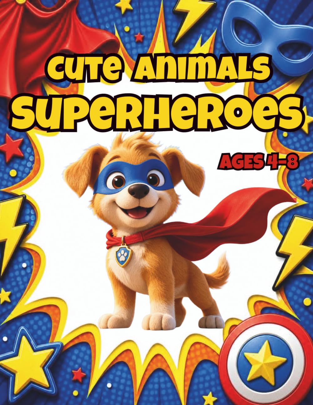Cute Superheroes Coloring Book for Kids Ages 4–8: Cute Superhero Animals, Funny Action Scenes and Easy Coloring Pages for Boys & Girls Ages 4–8