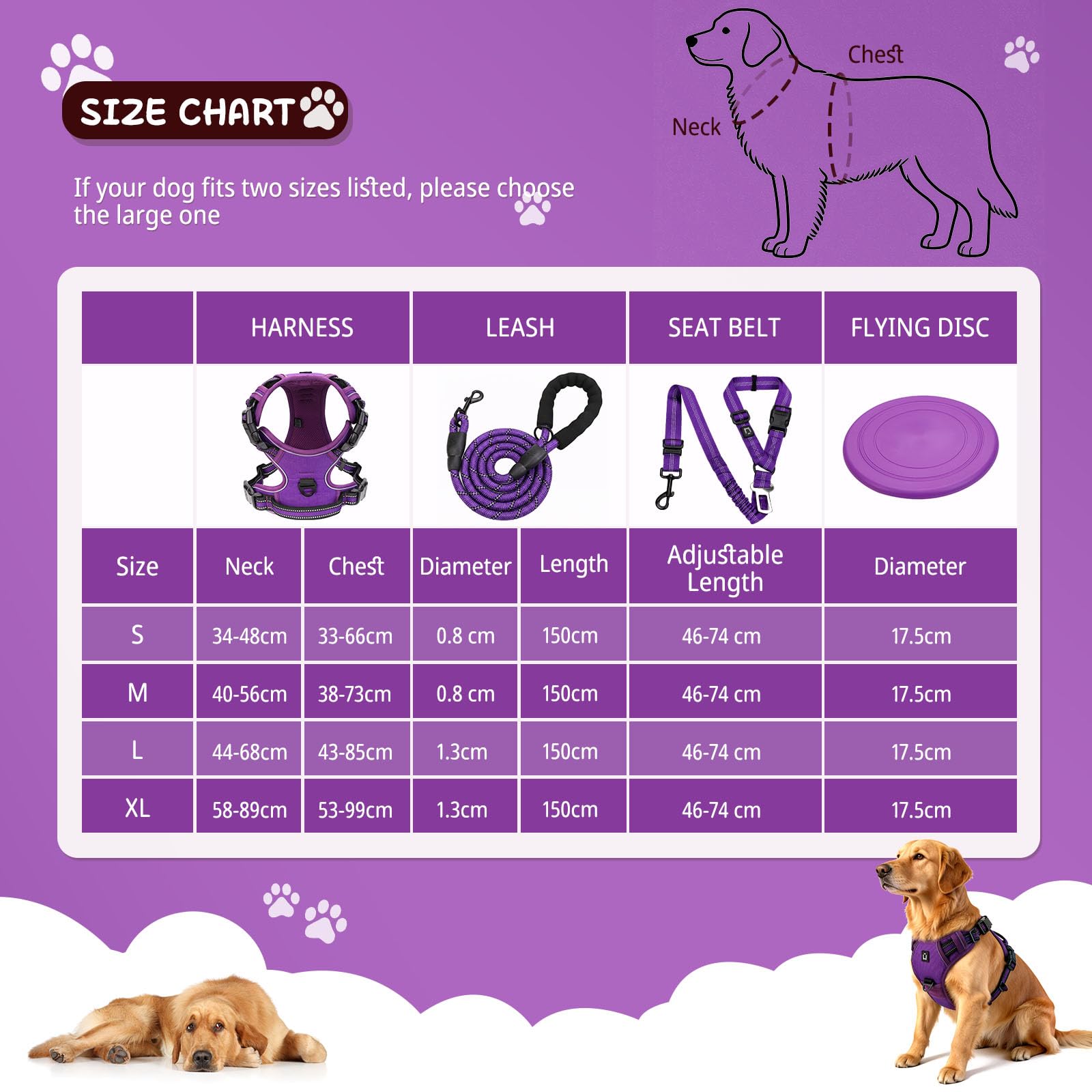 Arnes Perro, Conjunto de arnés y Correa para Perros cinturón de Seguridad, comederos Plegables y dispensador de Bolsas para excrementos. Ideal para Entrenamiento, Paseos y Viajes