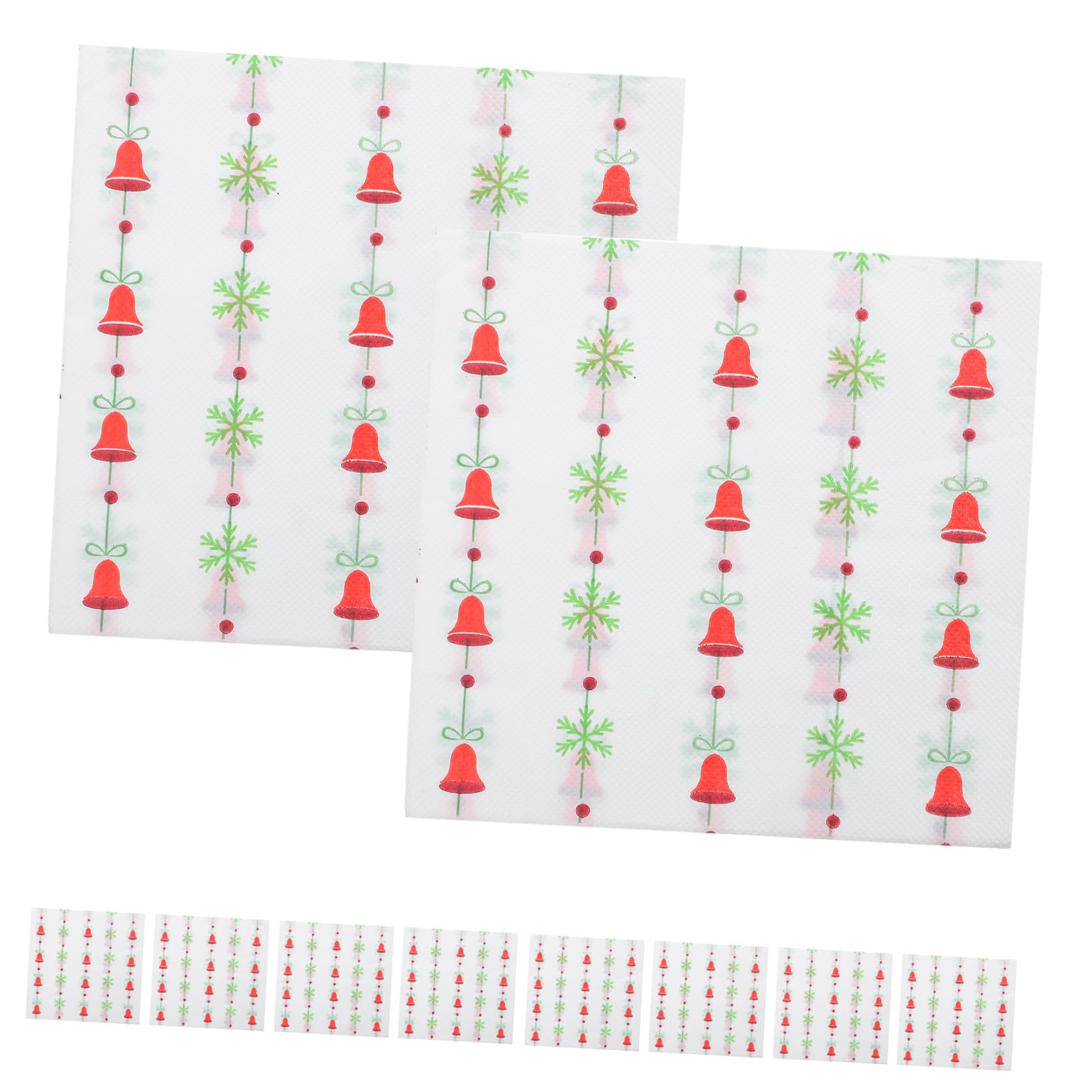 120 Servilletas Navideñas: Servilletas Navideñas Con Un Diseño Único De Campanas - Papel Absorbente Desechable Para Reuniones Navideñas