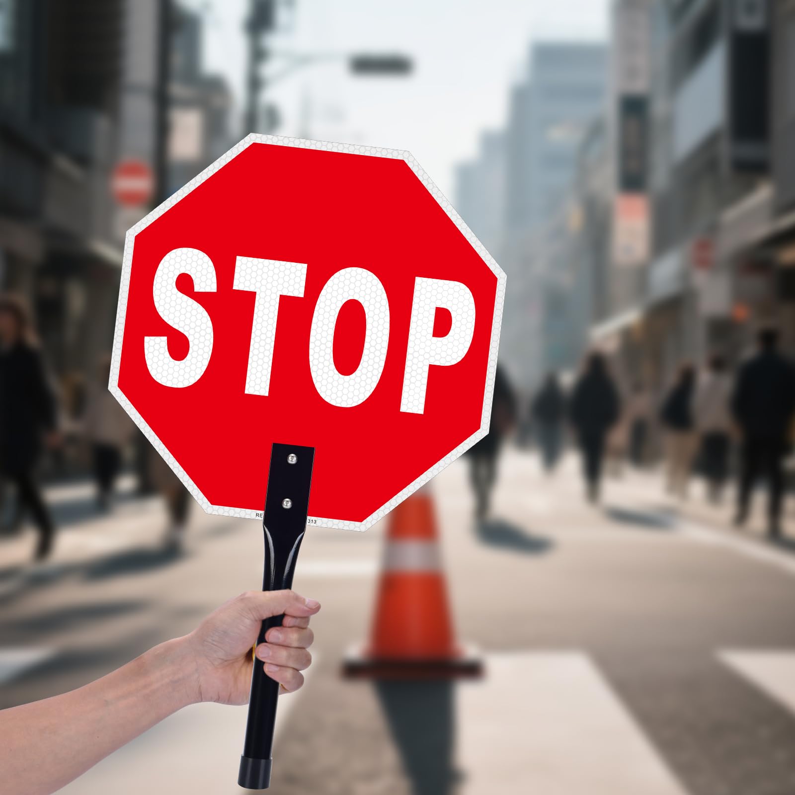 Stop Go Sign with Handle, 12 x 12 Inches Rust Free Aluminum Reflective, Stop/Go Handheld Traffic Sign, Double Sided, Weather Resistant, Easy to Mount — Amazon image 5
