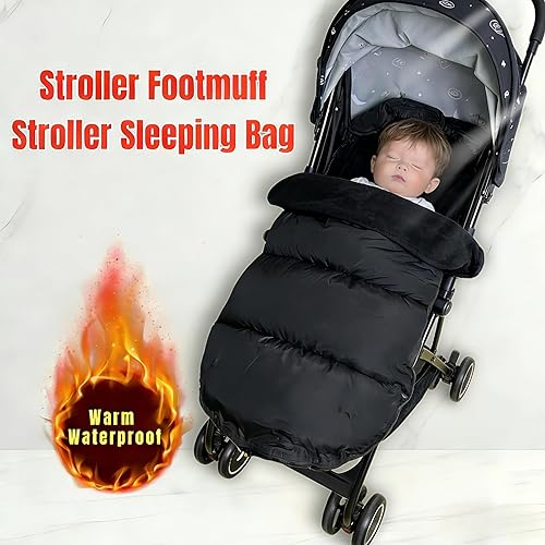 Miniatura 2 de Saco universal grueso impermeable para cochecito – 3 en 1, saco de dormir para cochecito y almohadilla de algodón con cubierta resistente al viento