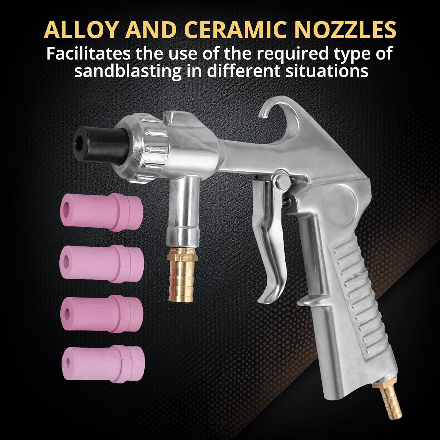 AMTOVL Sand Blasting Guns Sandblaster | with 4Pcs Ceramic Nozzles, Extra Iron Nozzle Tip Set