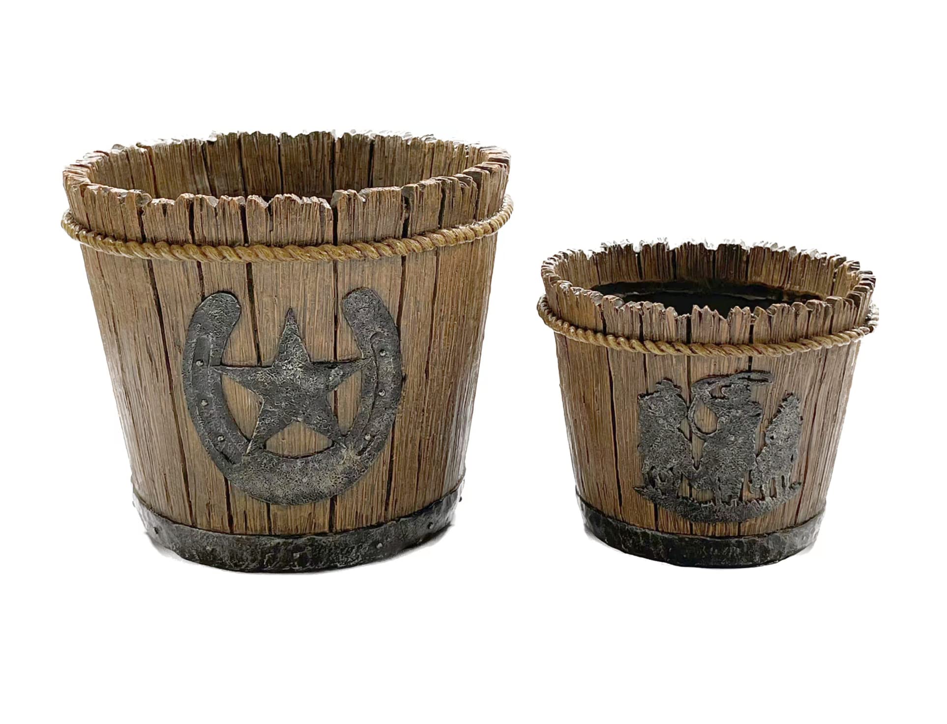 Western Cowboy Hufeisen Retro Pflanztopf Harz Blumentöpfe mit Drainagelöchern Garten Outdoor Home Dekoration (2 Stück) | Entwässerungslöcher, für drinnen und draußen, Garten, Heimdekoration