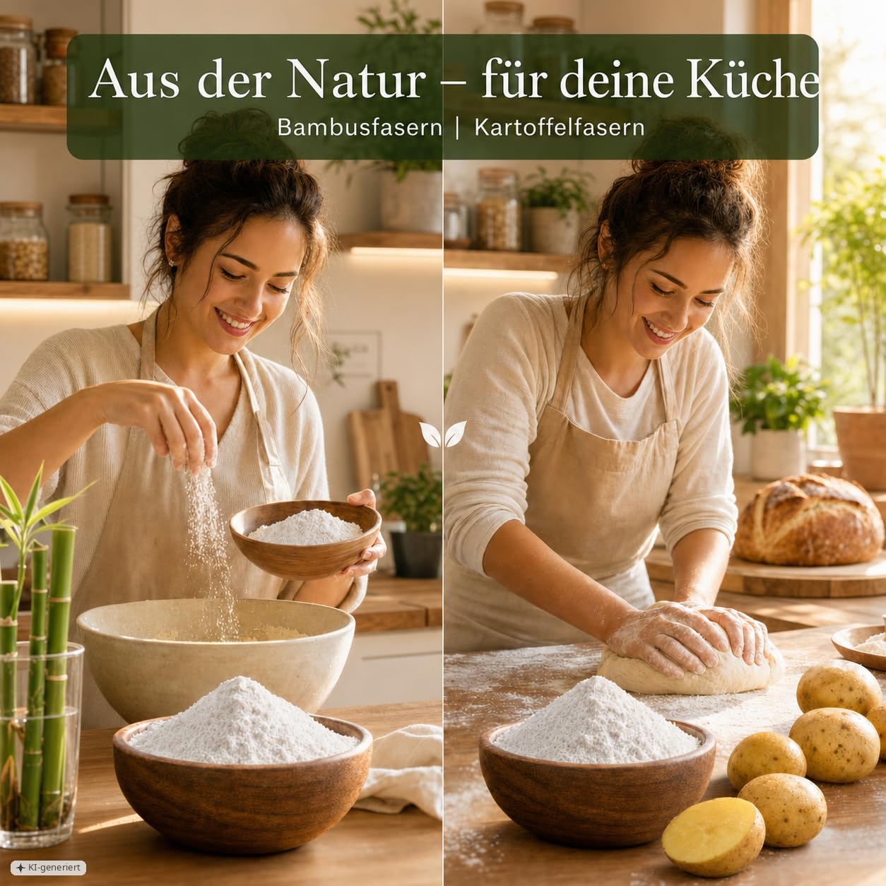 EWL Naturprodukte Kartoffelfasern 1250g & Bambusfasern 1100g, Set aus 2,35kg Fasern