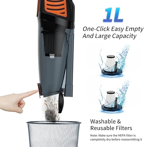 Miniatura 7 de Aspiradora con cable, aspiradora ultraligera 12 en 1 para el hogar, potente aspiradora de succión de 15 KPa con filtro HEPA lavable para el hogar,