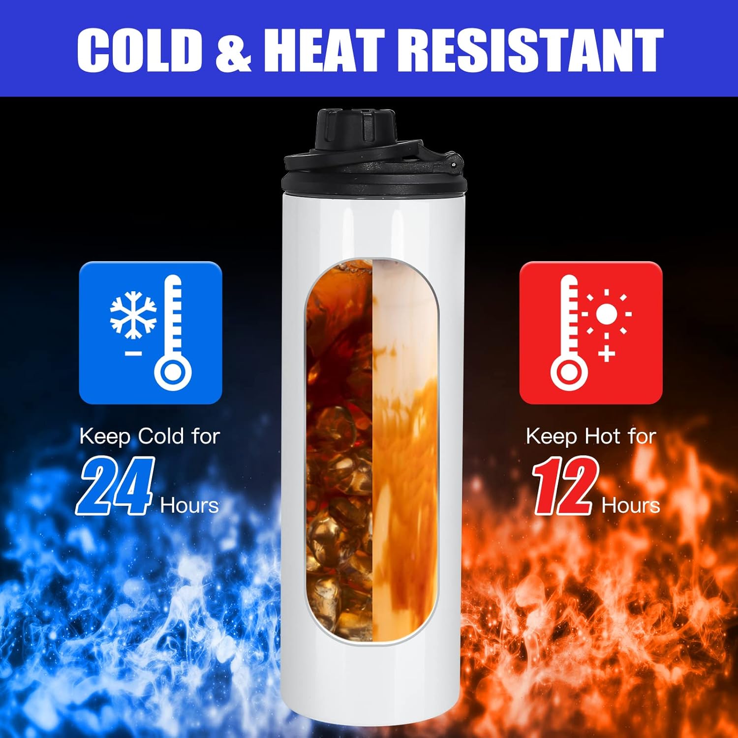 8 Pack Sublimation Water Bottle Blanks 20 oz Sublimation Sports Water Bottle with Handle Stainless Steel Sublimation Tumbler Blanks with Lids and Straws, Individually Box, White, Diy Gift