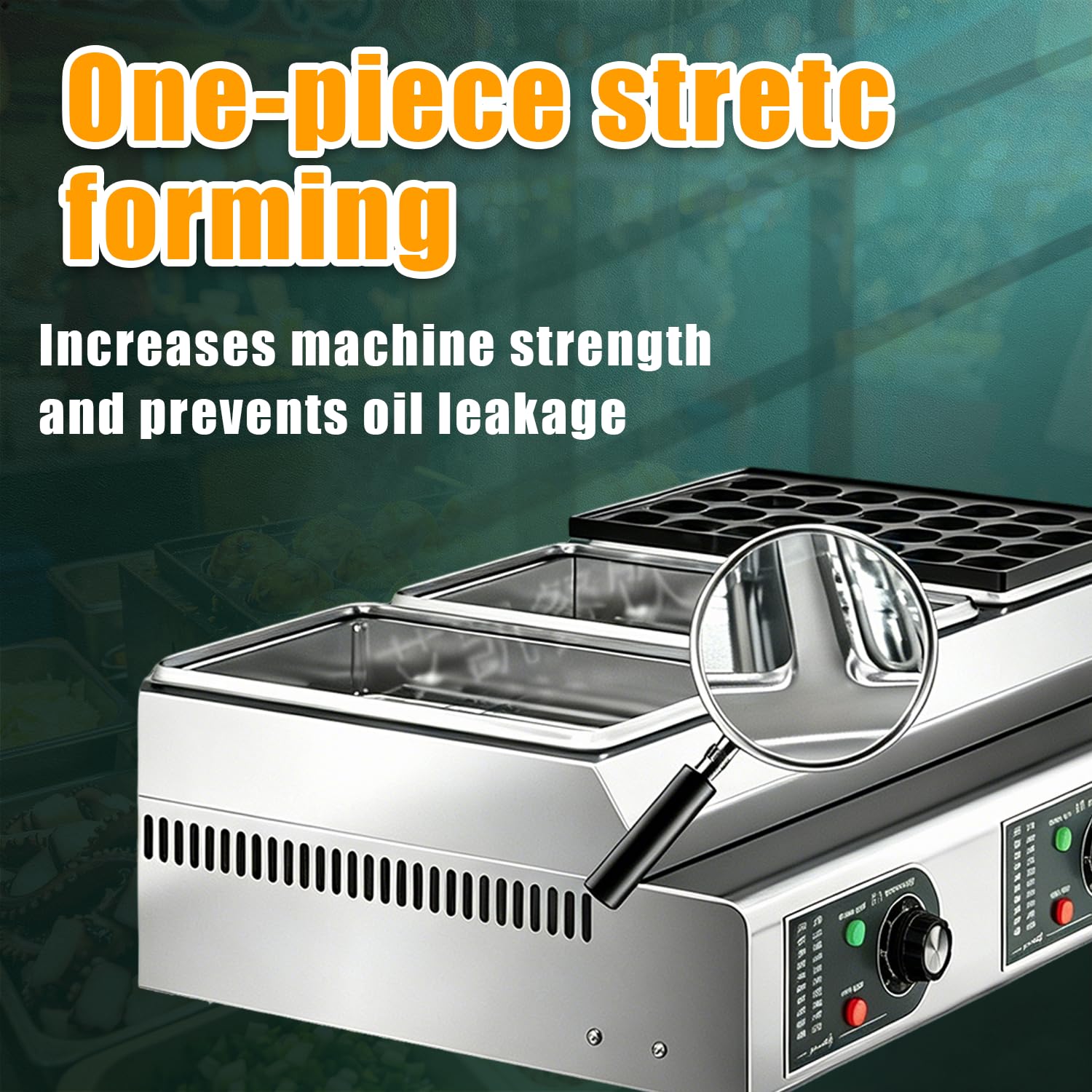Macchina per Takoyaki a Doppia Piastra, 56 Fori, Professionale, con Controllo Indipendente della Temperatura e Piastra Antiaderente da 4200 W per attività Commerciali