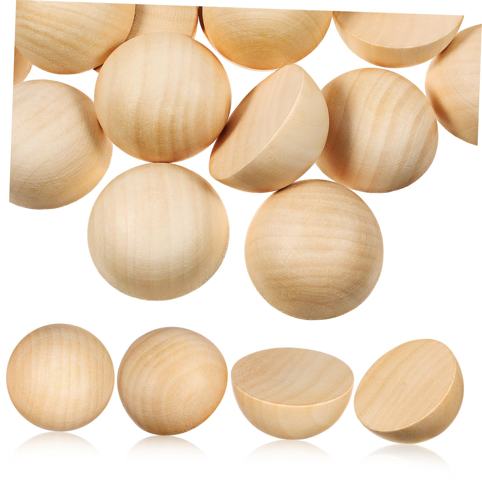Medias Bolas de Manualidades de Madera Khaki 40 Piezas