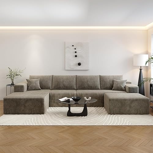 Miniatura 78 de Sofá seccional modular Cloud de 107.5 pulgadas con diván en forma de L, sofá modular moderno con asiento profundo, sofás tapizados para sala de