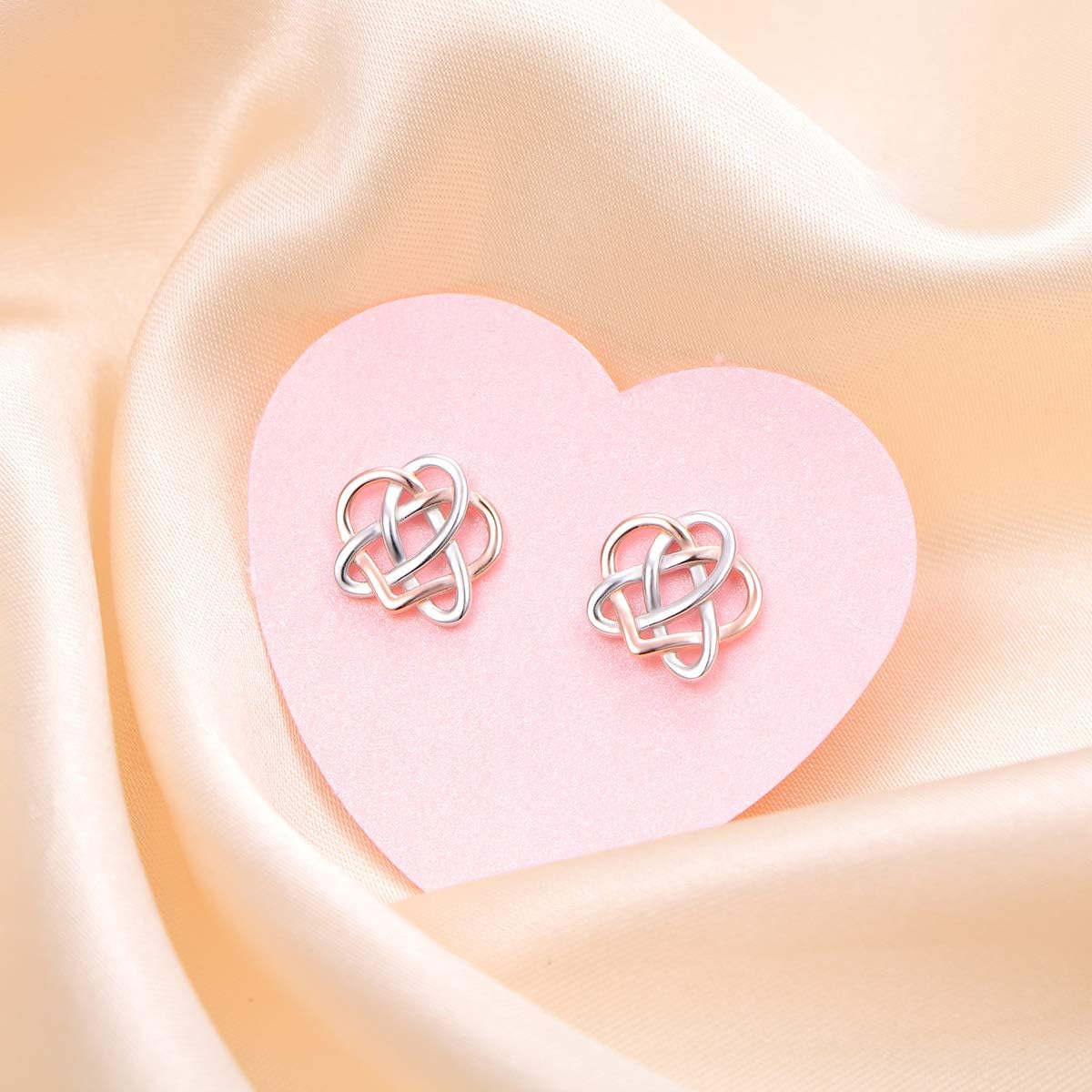 925 Sterling Silver Good Luck Irish Celtic Knot Triangle Vintage Stud Earrings - Image 4