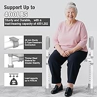 Vista 4 de Asiento de inodoro elevado con asas: elevadores de asistencia de inodoro ajustables para personas mayores, soporte de asiento de inodoro elevado