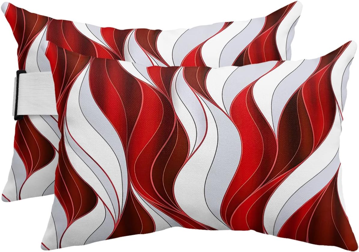 Outdoor Chaise Lounge Head Pillow, Ombre Red Drapery Throw Pillow Soft Lumbar