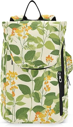 Raqueta de tenis, mochila grande y resistente con hojas verdes, flores amarillas de primavera, 2 raquetas, bolsa de tenis, bolsa de gimnasio para