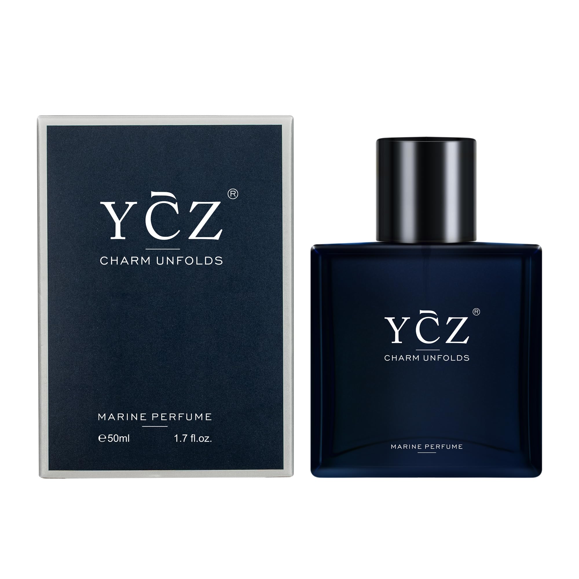 Ycz Charm Unfolds Marine Perfume for Men, 1.7 oz. Long Lasting Eau De Parfum Cologne For Men, Oriental Woody Fragrance - Ideal Special Occasions, Making it the Ideal gentlemen’s Gift