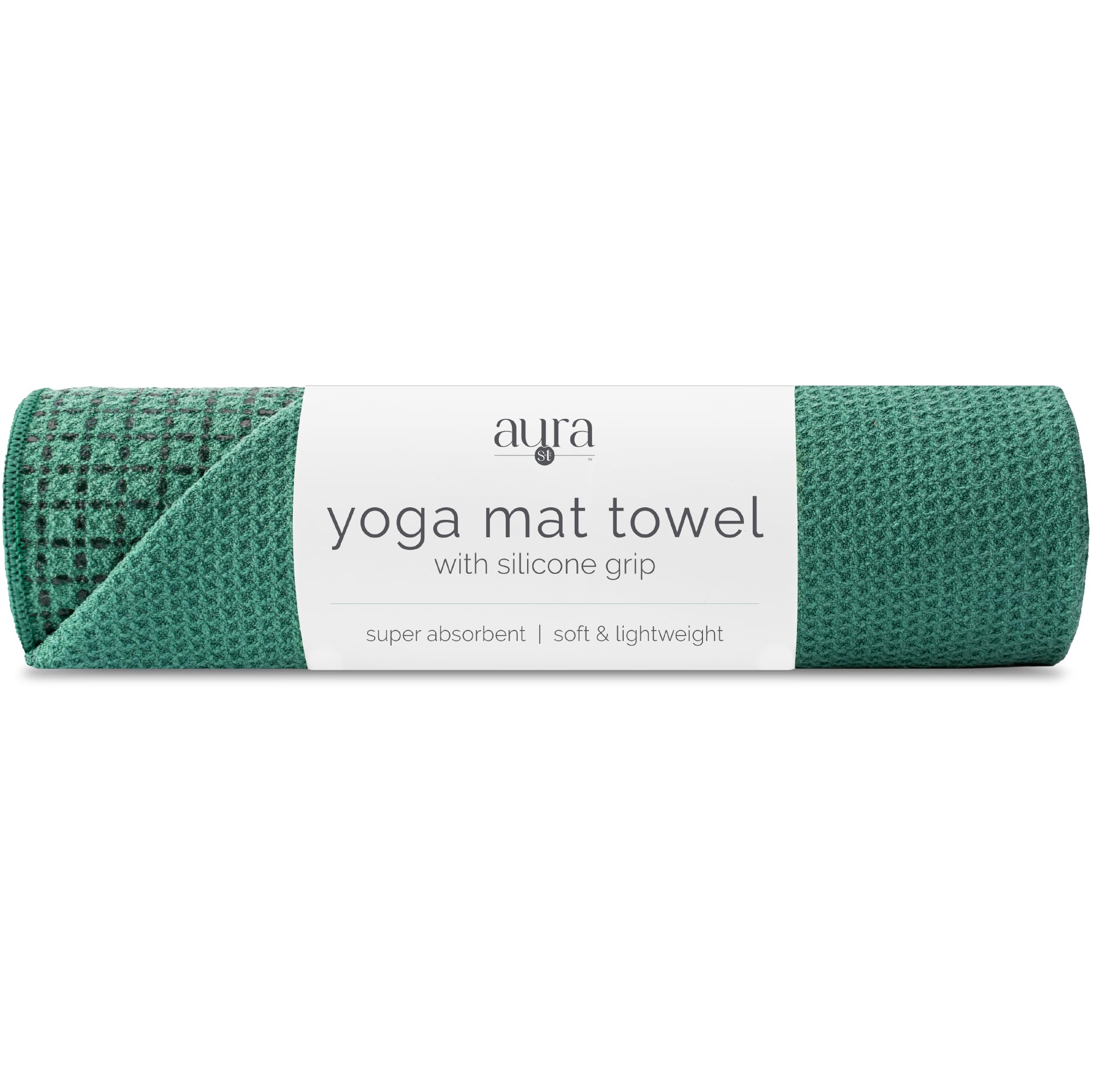 S&amp;T INC. Aura Microfiber Yoga Mat Towel with Grip, 24" x 72", Emerald Green