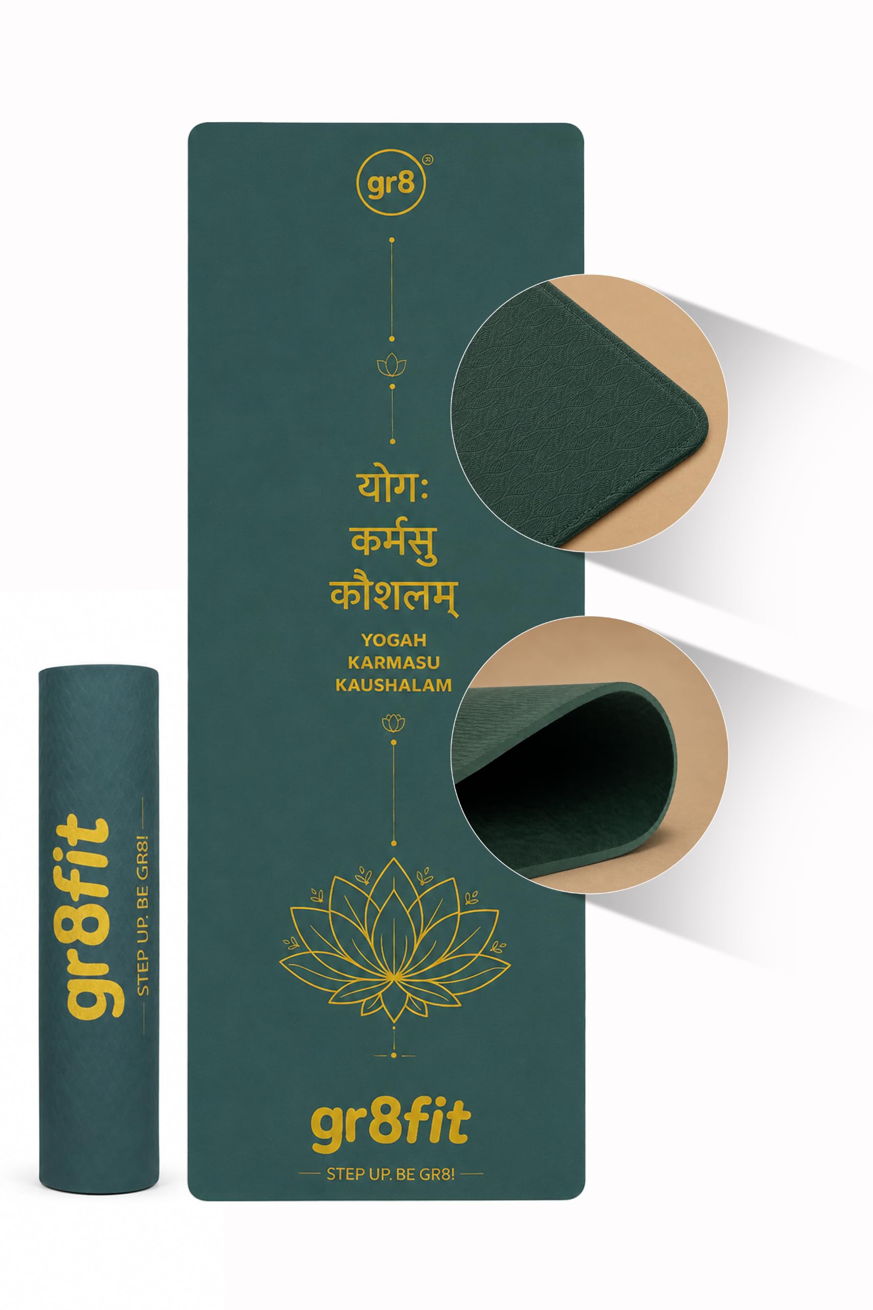 gr8 Karma Yoga Mat, Green, Eco TPE, 72x24 Inches, 6mm Thick, Non-Slip, Lightweight, for Yoga, Pilates and fitness-image-15