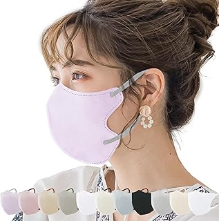 [一木良品] 【5月リニュアル済！息しやすい3層マスク】３Dマスク 20枚入 (10枚×2パック) 不織布マスク 耳紐同色/バイカラー 敏感肌向け 息がしやすい メイクが付きにくい 耳が痛くならない やわらか耳紐 肌にやさしい 薄型 軽量 3層構造 男女兼用 PM2.5 花粉 微粒子対応 おしゃれ カラーマスク 日常用 ICHIBOKU