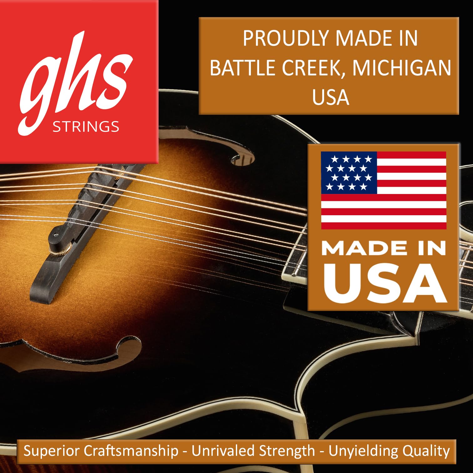 GHS™ Strings »PHOSPHOR BRONZE - A250 - MANDOLIN« Corde per Mandolino - Phosphor Bronze - Loop End - Light: 010-036