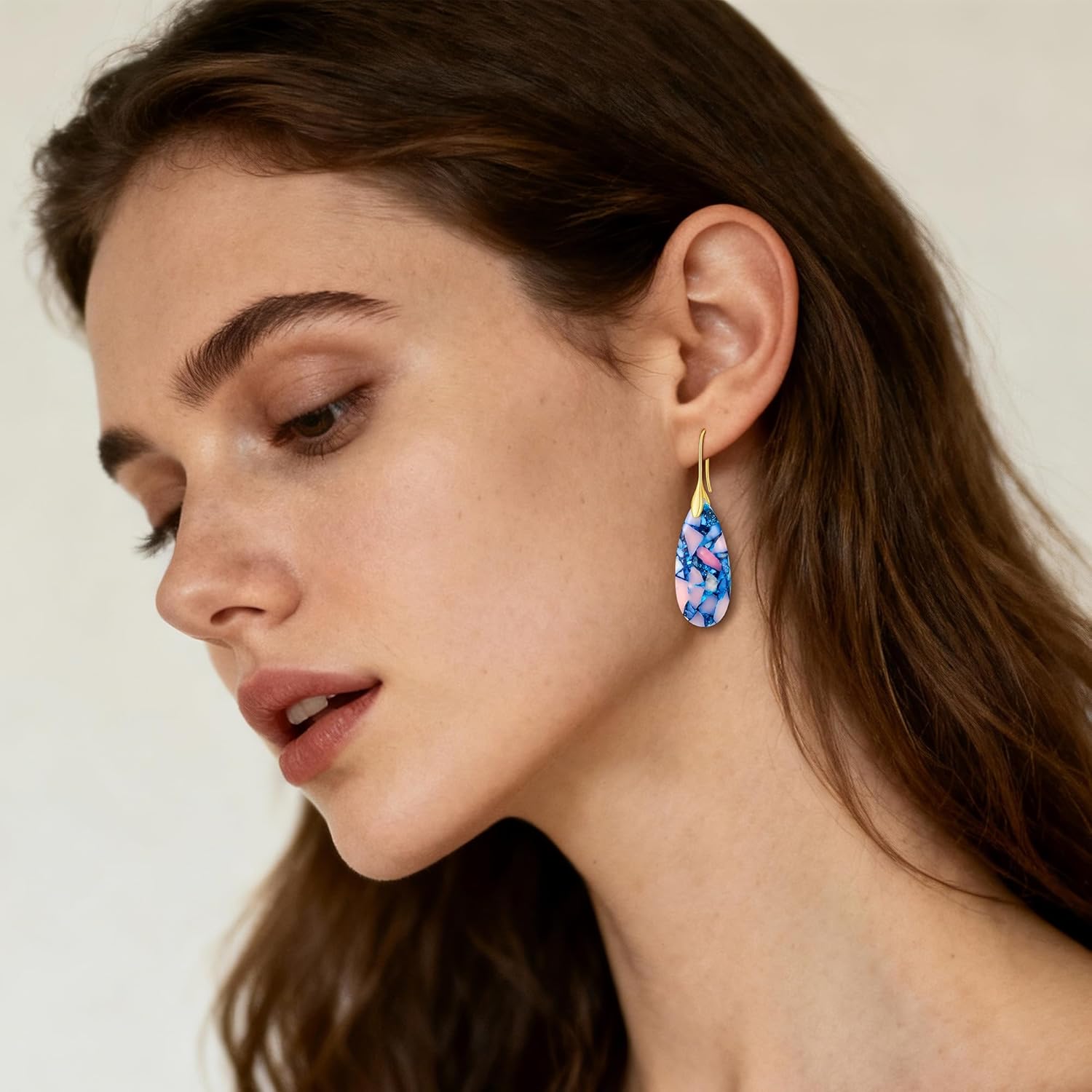 Natural Stone Earrings For Women Fishhoop Dangle Drop Earrings Gold Silver Hoop Statement Earring Birthday Gifts For Women - Image 8