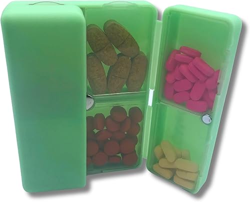 Miniatura 4 de Diseño plegable, 7 compartimentos, tamaño de viaje diario, pastillero portátil, organizador para medicamentos, suplementos y vitaminas, cabe en