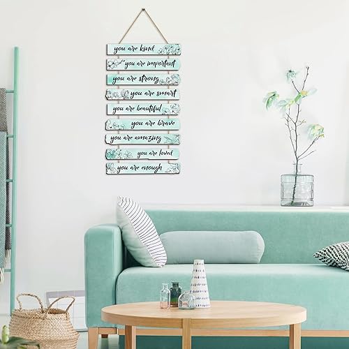 Miniatura 5 de Un juego de 9 piezas inspiradoras de decoración floral para pared con texto en inglés "You Are Amazing Beautiful Loved Quotes Sign", decoración