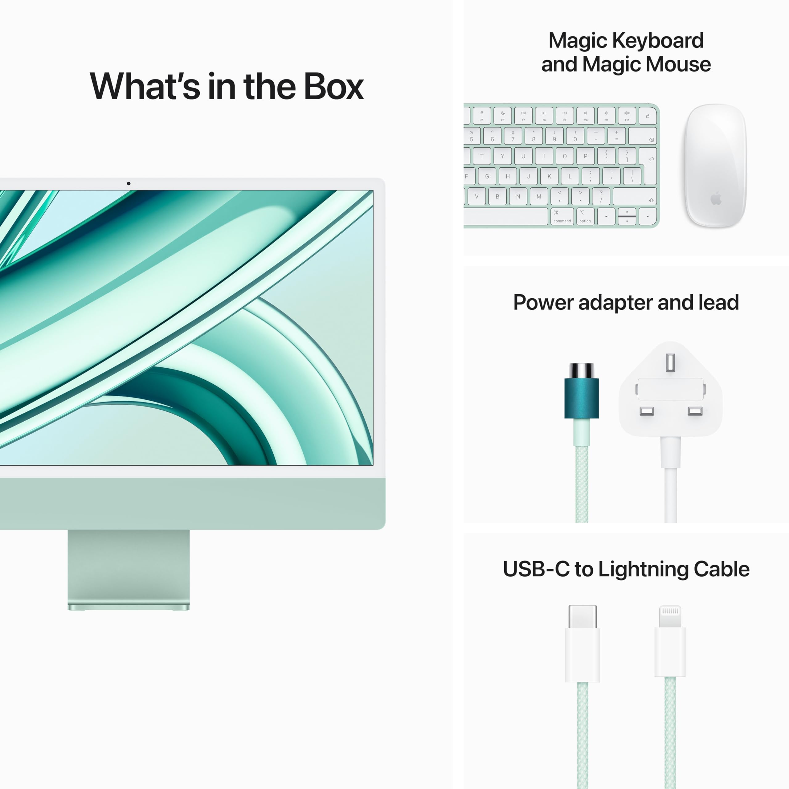 2023 Apple iMac mit Apple M3 Chip mit 8-Core CPU und 8-Core GPU (24-zoll, 8GB RAM, 256GB SSD Kapazität, 2 Anschlüsse) Grün (Generalüberholt)