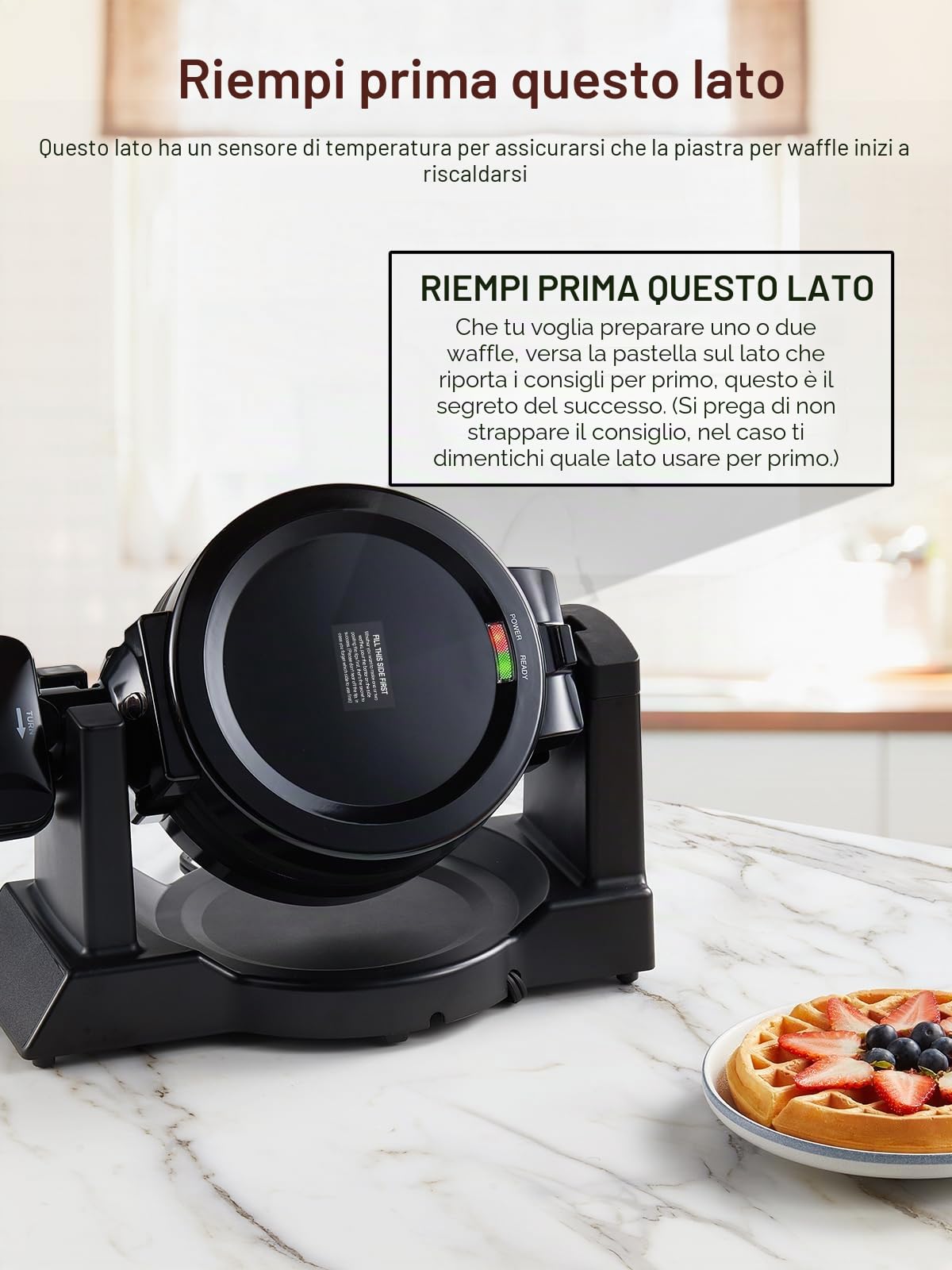 Waffle Maker, 1400 W doppio waffle belga 180° Flip, 8 fette in 3 minuti, piastre girevoli e antiaderenti, antigraffio, vassoio antigoccia rimovibile facile da pulire, manico fresco al tatto,