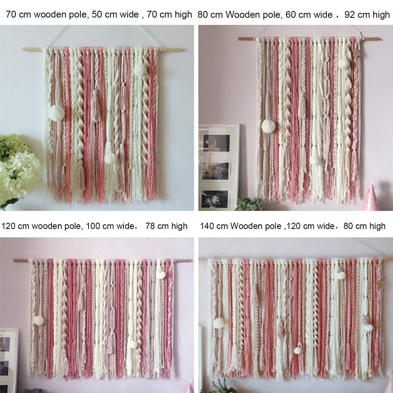 ZNKZJ Makramee Wandbehang handgewebte Tapisserie,Handgemachte Quaste Wandteppiche böhmischen Stil Home Art Dekor für Hauszeremonie Wohnzimmer,Green_120 x 80 cm