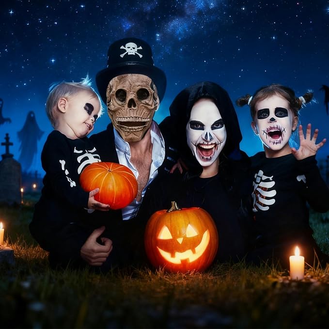 Máscara de Calavera para Halloween con Mandíbula Móvil de Látex miniatura 3