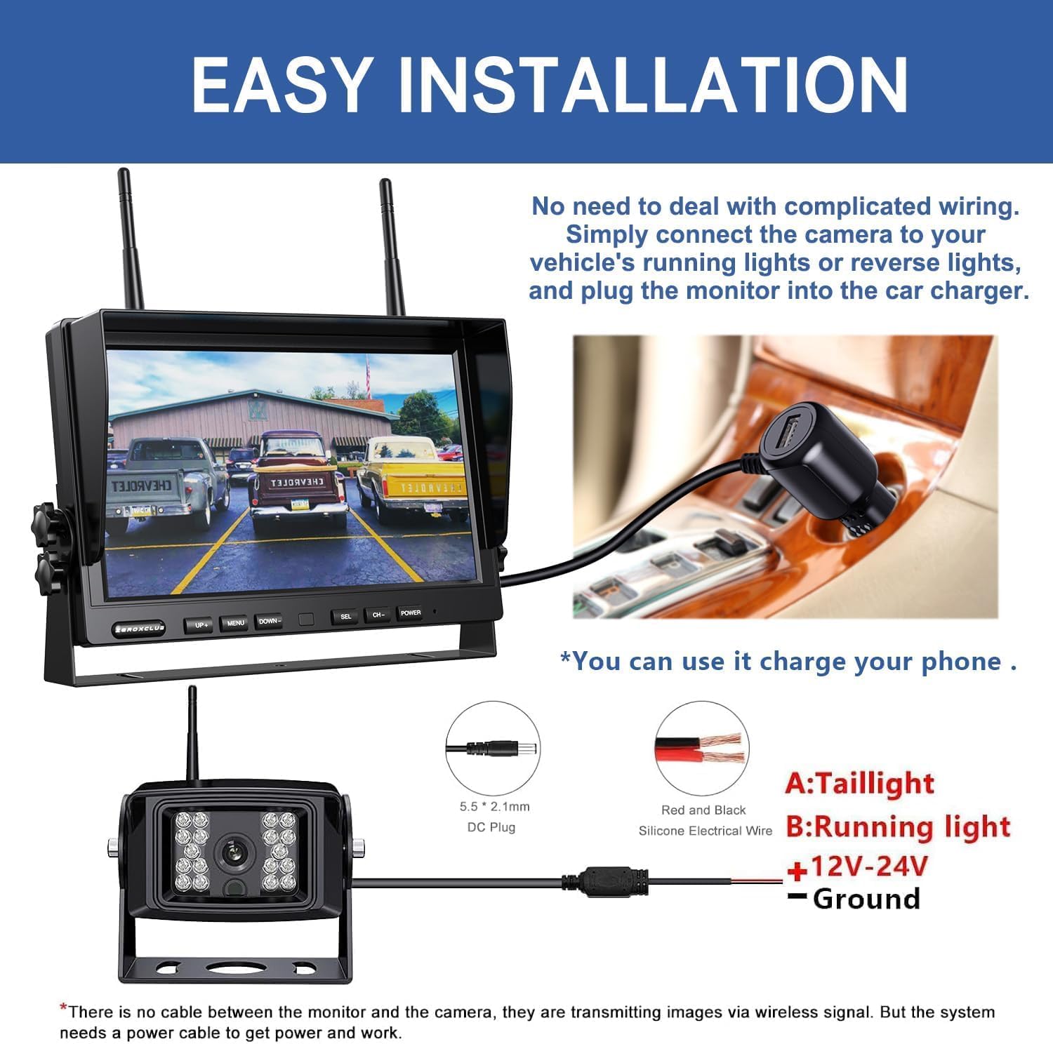 1080P Wireless Backup Camera System with 10 Inch DVR 3 Split Monitor, IP69 Waterproof Stable Signal Record Wireless 1 Rear and 2 Side View Cameras for RV Truck Trailer Camper (BW103SL-M)