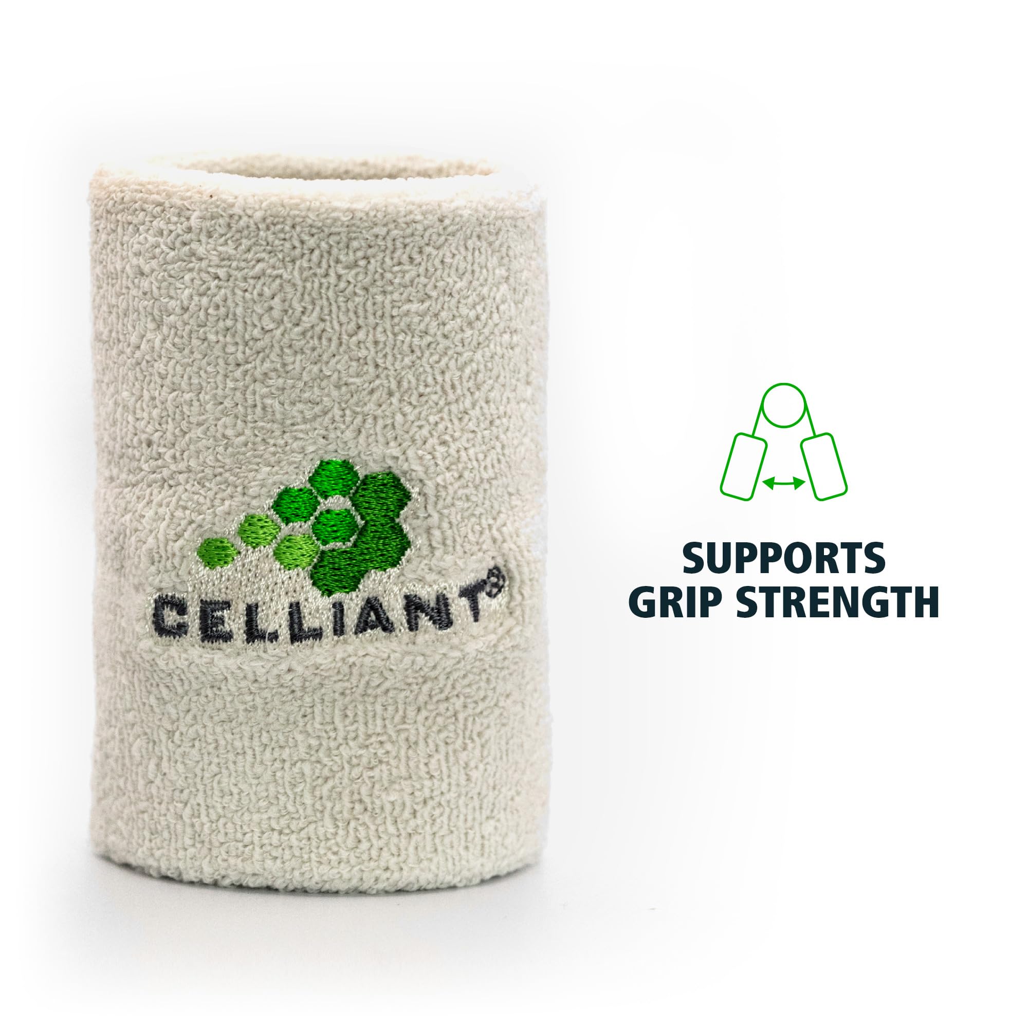 CELLIANT Unisex Infrared (IR) Energizing Grip Strength Wristband for Men & Women - Sweatband for Tennis, Basketball, Running, Gym, Working Out (White (6 Pieces))