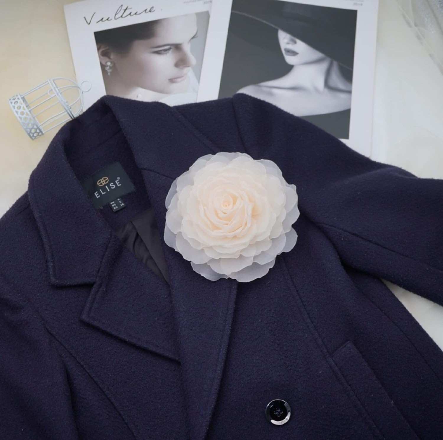 15cm BIG SIZE Chiffon Flower Brooch Pin By NhanDo Handmade – Floral Brooch Pin, Handmade Gift Ideas, Gift for her, Gift For Mom, Bridesmaid gift, valentines day gifts