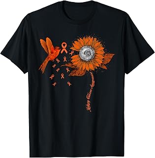 Hummingbird Holding Orange Ribbon Kidney Cancer Awareness T-Shirt
