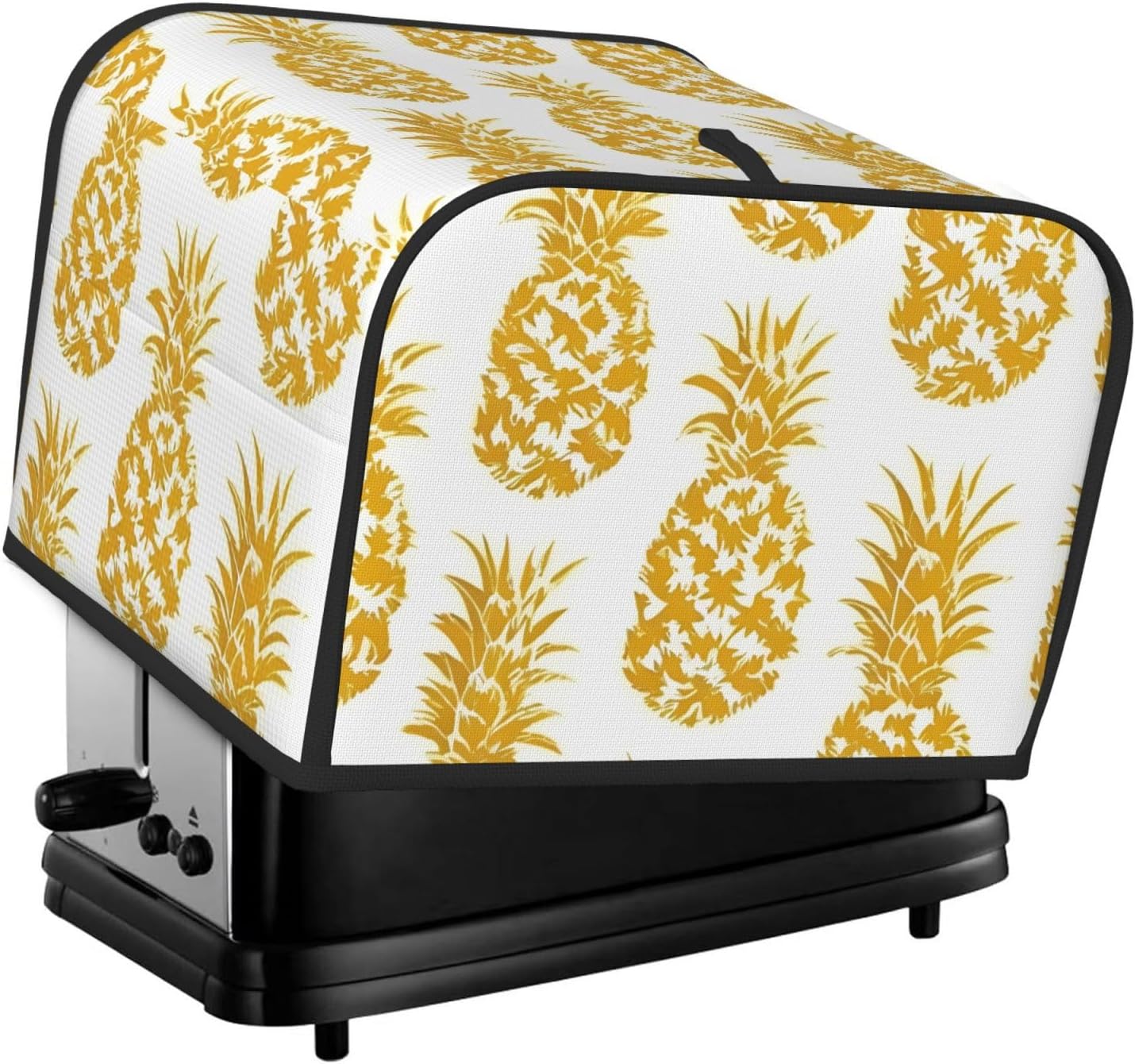 Gold Pineapple Print 4-Slice Toaster Cover Kitchen Appliance For Bread Home Protector Daily Usability